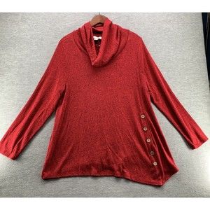 MISIA CURVY WOMEN S RED ASYMETRICAL LONG SLEEVE SWEATER SIZE 1X